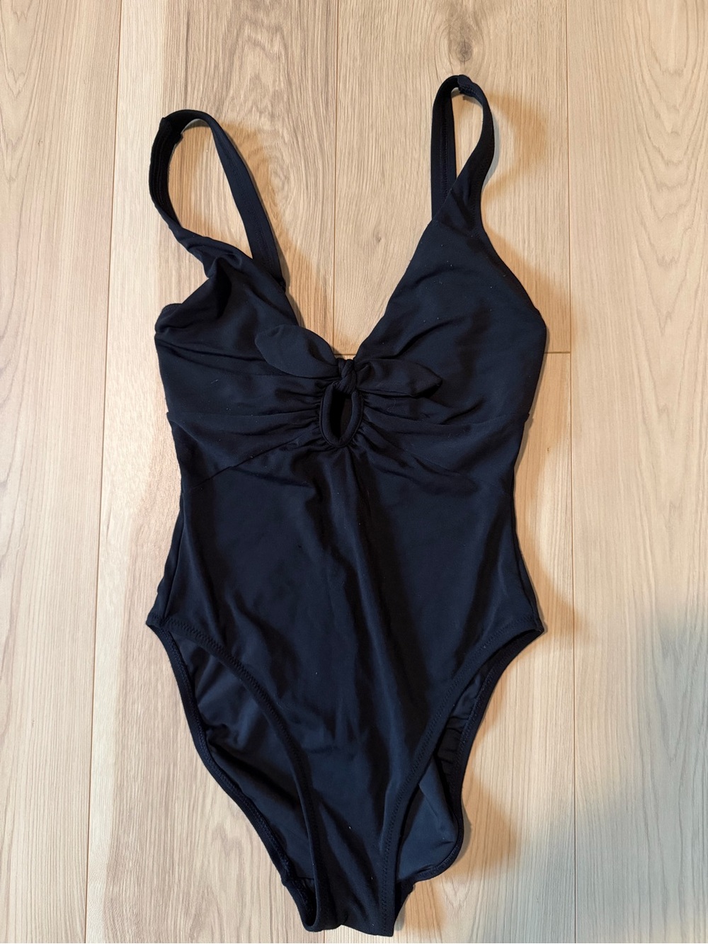 Robin Piccone Black One-Piece Swimsuit with Front Knot Detail